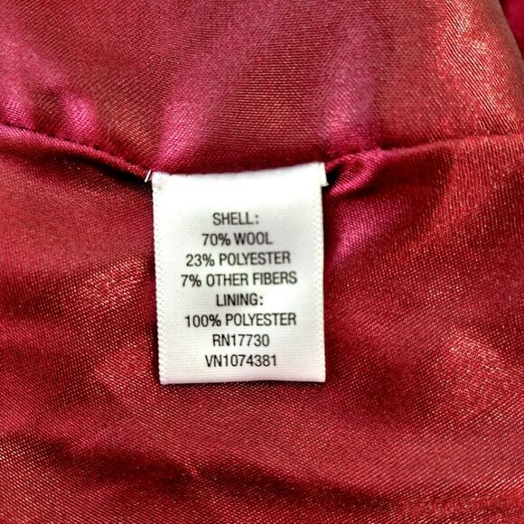 Merona Maroon Red Wool Double-Breasted Lined Winter Blazer Pea Coat Pockets Sz M - Picture 9 of 10